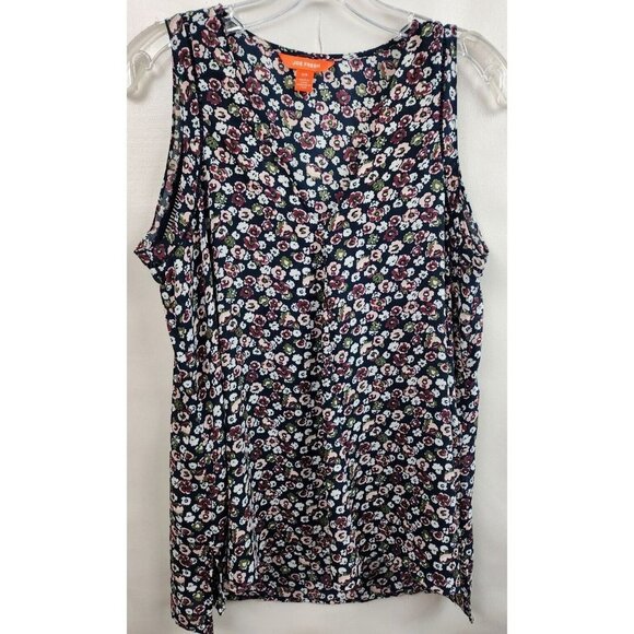 Joe Fresh Black White Floral Crochet Hi Low Sleeveless Top Blouse Small - Picture 1 of 8